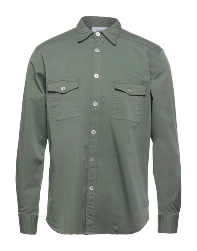 Shop Aglini Man Shirt Military Green Size 16 ½ Cotton, Elastane