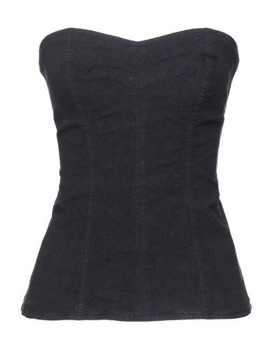 Shop Isabel Marant Woman Top Black Size 10 Linen, Cotton, Elastane