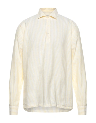 Shop Brooksfield Man Shirt Yellow Size Xl Cotton, Linen