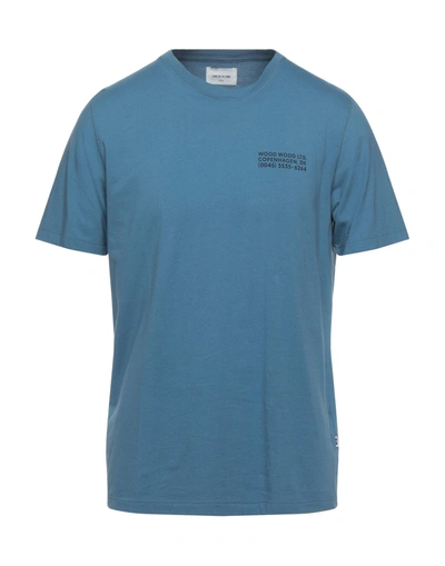 Shop Wood Wood Man T-shirt Slate Blue Size S Cotton