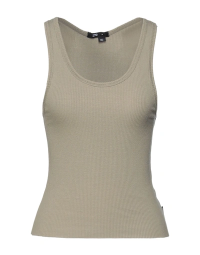 Shop Dr.denim Dr. Denim Woman Tank Top Military Green Size M Cotton, Elastane