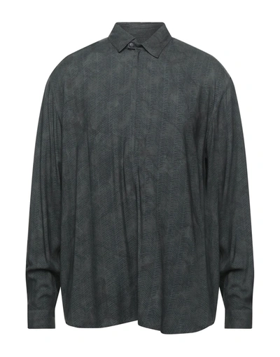 Shop Emporio Armani Man Shirt Dark Green Size 16 Viscose