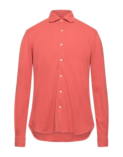 Shop Tintoria Mattei 954 Man Shirt Rust Size 15 ¾ Cotton In Red