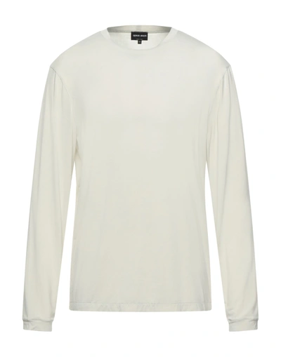 Shop Giorgio Armani Man T-shirt Light Grey Size 38 Viscose, Elastane