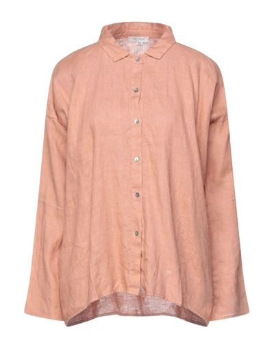 Shop Crossley Woman Shirt Apricot Size L Linen In Orange