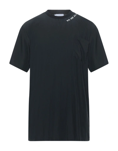 Shop Numero 00 Man T-shirt Black Size L Modal, Polyester, Cotton, Elastane