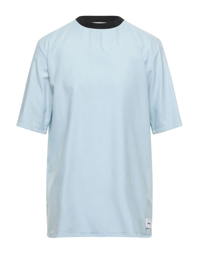 Shop Numero 00 Man T-shirt Sky Blue Size S Polyester, Polyamide, Cotton, Elastane