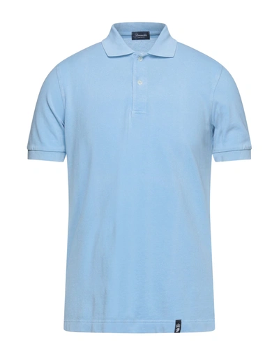 Shop Drumohr Man Polo Shirt Sky Blue Size S Cotton