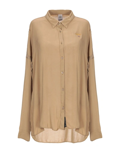 Shop Aeronautica Militare Woman Shirt Khaki Size L Viscose In Beige