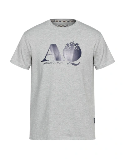 Shop Aquascutum Man T-shirt Light Grey Size Xl Cotton, Elastane