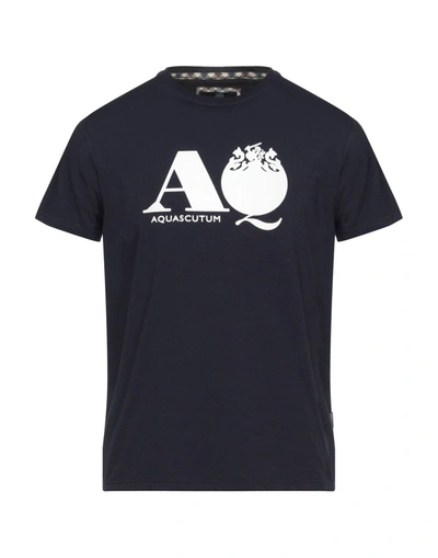 Shop Aquascutum Man T-shirt Midnight Blue Size M Cotton, Elastane