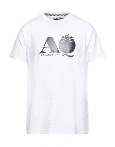 Shop Aquascutum Man T-shirt White Size Xl Cotton, Elastane