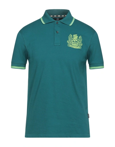 Shop Aquascutum Man Polo Shirt Emerald Green Size Xxl Cotton, Elastane