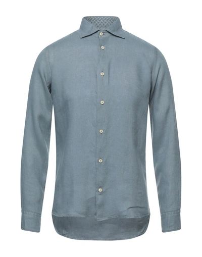Shop Drumohr Man Shirt Grey Size S Linen