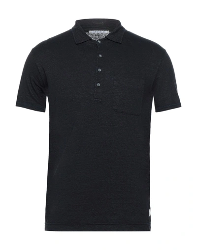 Shop Crossley Man Polo Shirt Black Size M Linen, Elastane