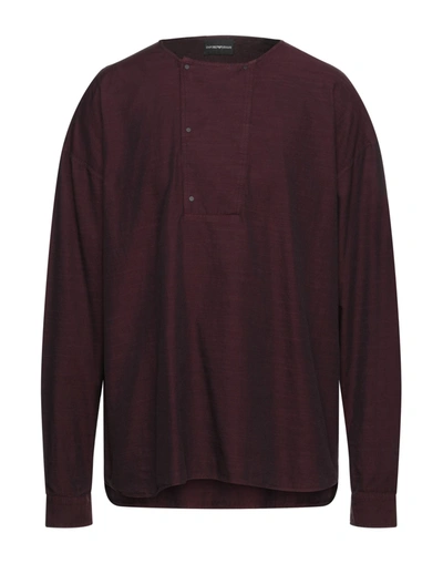 Shop Emporio Armani Man Shirt Deep Purple Size M Cotton, Linen