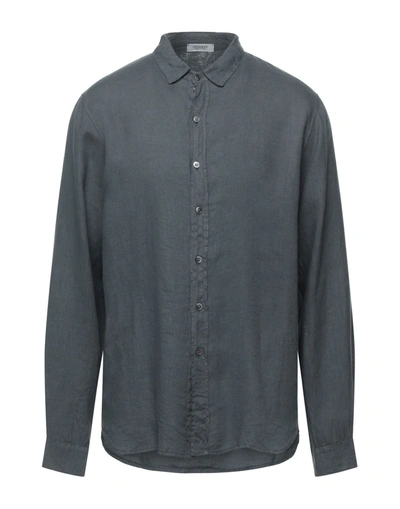 Shop Crossley Man Shirt Lead Size M Linen In Grey