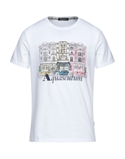 Shop Aquascutum Man T-shirt White Size S Cotton, Elastane