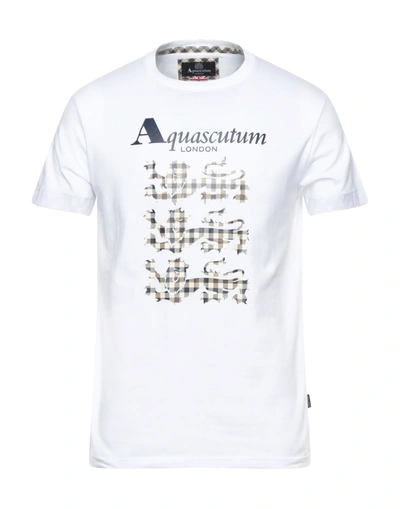 Shop Aquascutum Man T-shirt White Size S Cotton, Elastane