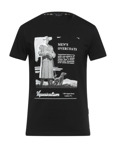 Shop Aquascutum Man T-shirt Black Size Xl Cotton, Elastane