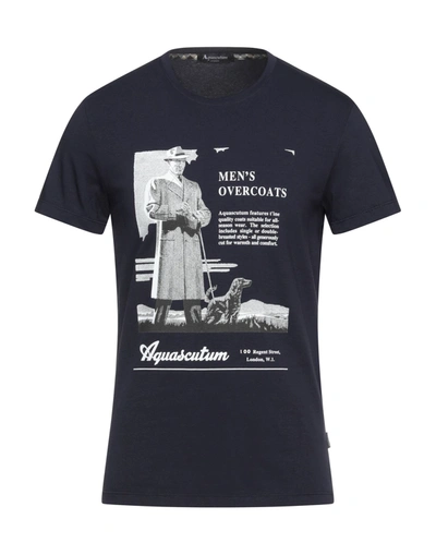 Shop Aquascutum Man T-shirt Midnight Blue Size Xl Cotton, Elastane