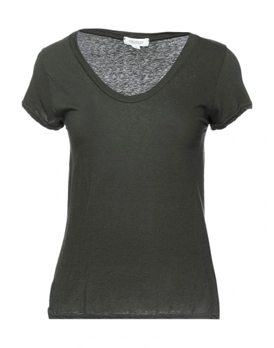 Shop Crossley Woman T-shirt Military Green Size M Cotton, Linen