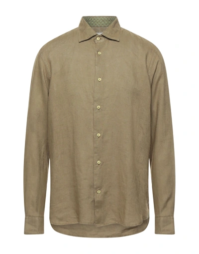 Shop Drumohr Man Shirt Military Green Size L Linen