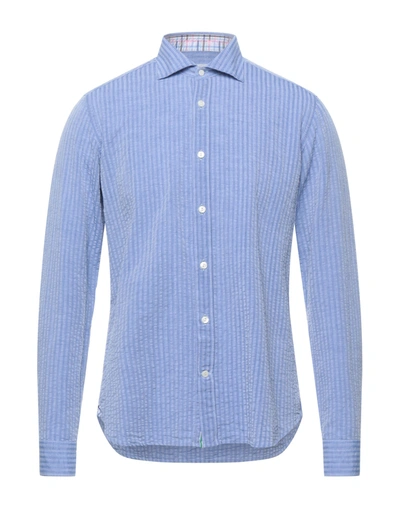 Shop Tintoria Mattei 954 Man Shirt Slate Blue Size 15 ¾ Cotton, Linen