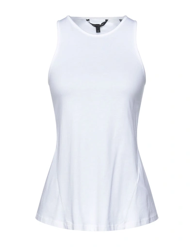 Shop Armani Exchange Woman Tank Top White Size L Modal, Cotton