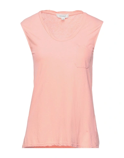 Shop Crossley Woman T-shirt Salmon Pink Size S Cotton, Linen