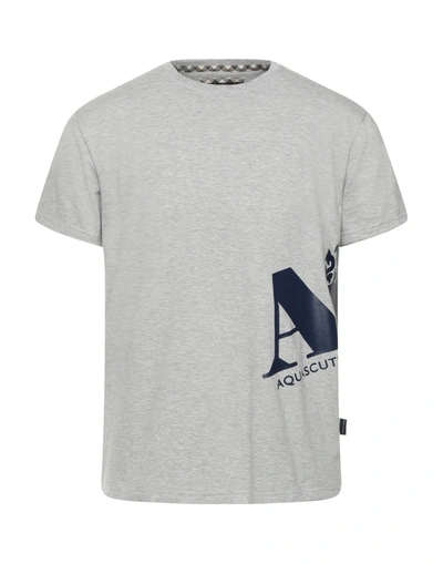 Shop Aquascutum Man T-shirt Light Grey Size S Cotton, Elastane