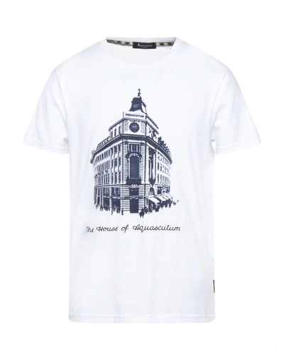 Shop Aquascutum Man T-shirt White Size M Cotton, Elastane