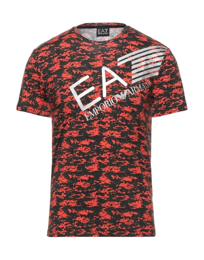 Shop Ea7 Man T-shirt Red Size M Cotton