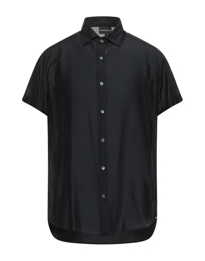 Shop Emporio Armani Man Shirt Midnight Blue Size L Modal, Silk