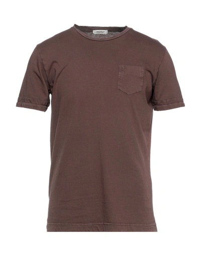 Shop Crossley Man T-shirt Cocoa Size L Cotton In Brown