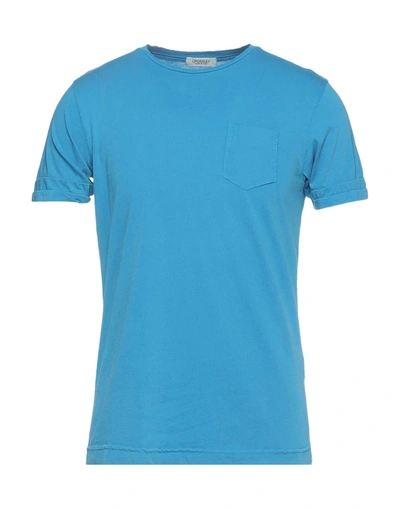 Shop Crossley Man T-shirt Azure Size M Cotton In Blue