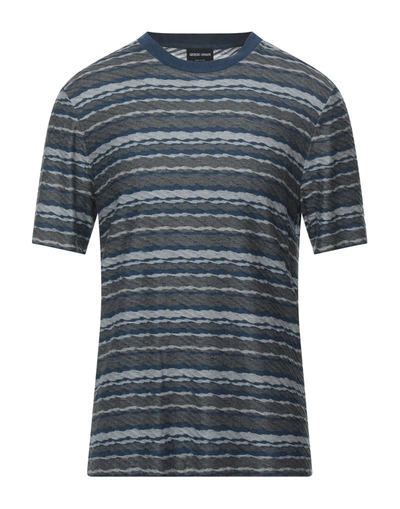 Shop Giorgio Armani Man T-shirt Grey Size 46 Viscose, Polyamide, Elastane