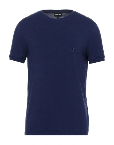 Shop Giorgio Armani Man T-shirt Blue Size 40 Viscose, Elastane