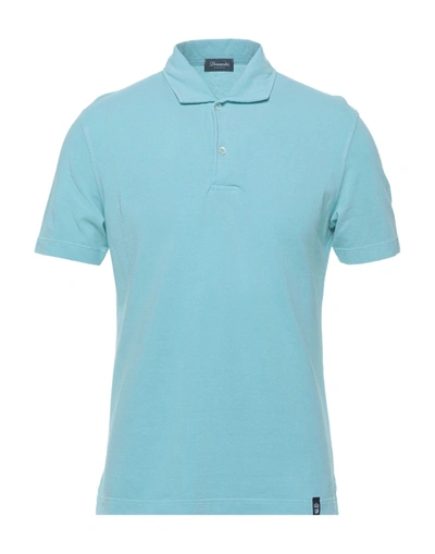 Shop Drumohr Man Polo Shirt Sky Blue Size M Cotton
