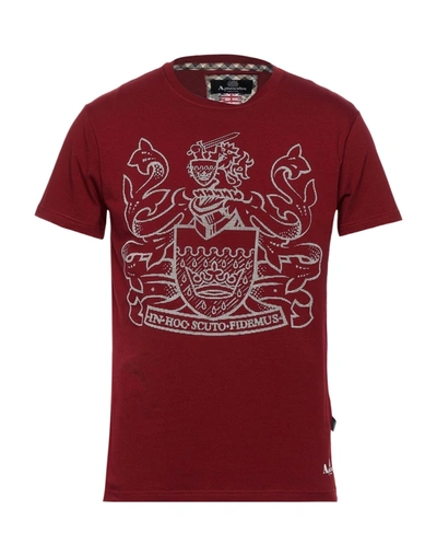 Shop Aquascutum Man T-shirt Burgundy Size Xl Cotton, Elastane In Red