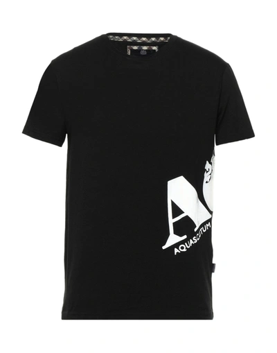 Shop Aquascutum Man T-shirt Black Size S Cotton, Elastane