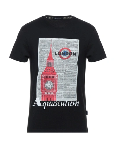 Shop Aquascutum Man T-shirt Black Size M Cotton, Elastane