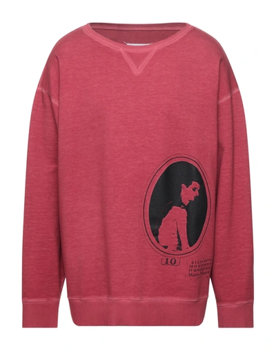 Maison Margiela Sweatshirts In Brick Red