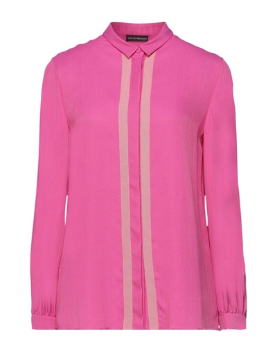 Shop Emporio Armani Woman Shirt Fuchsia Size 10 Acetate, Silk In Pink