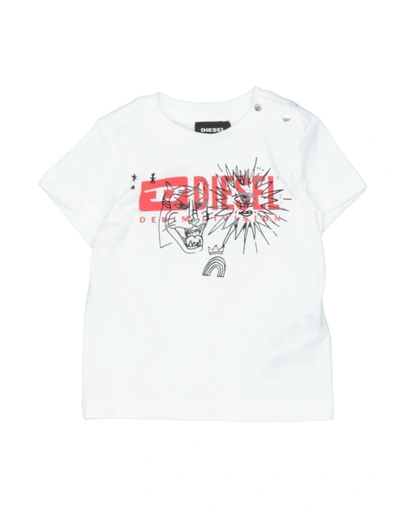 Shop Diesel Newborn Boy T-shirt White Size 3 Cotton