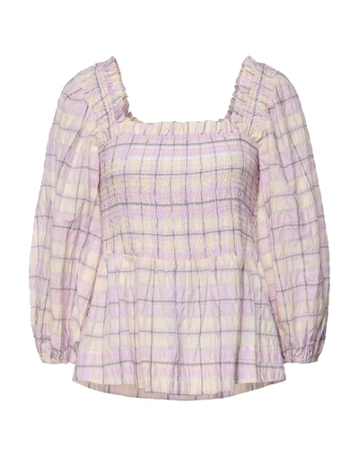 Shop Ganni Woman Top Lilac Size 8/10 Organic Cotton, Recycled Polyester, Polyamide In Purple