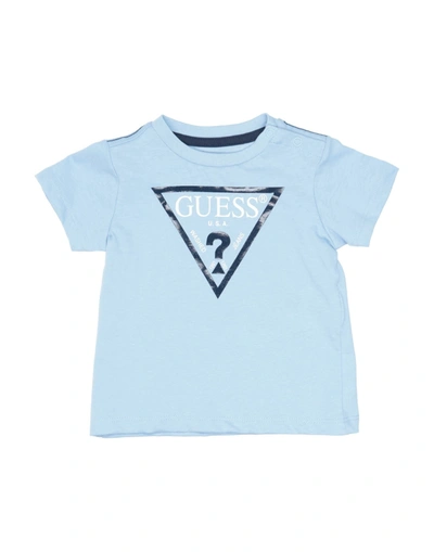 Shop Guess Newborn Boy T-shirt Sky Blue Size 3 Cotton