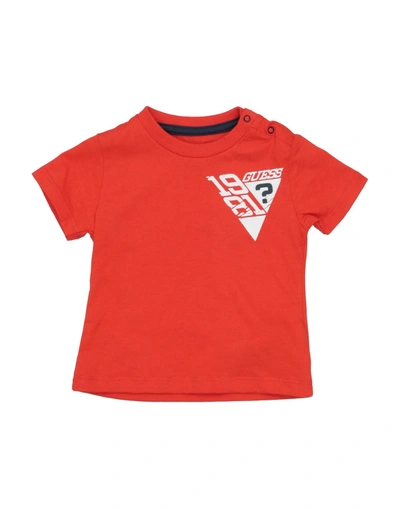 Shop Guess Newborn Boy T-shirt Orange Size 3 Cotton, Elastane