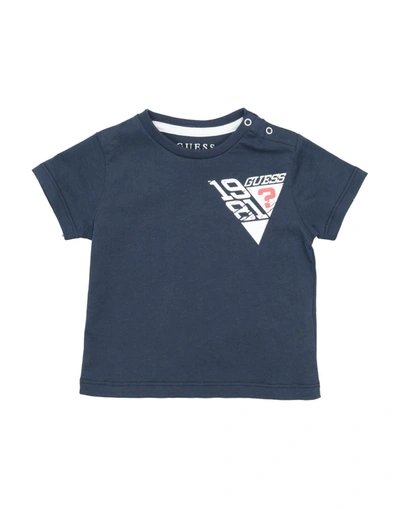 Shop Guess Newborn Boy T-shirt Midnight Blue Size 3 Cotton, Elastane