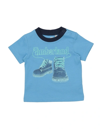 Shop Timberland Newborn Boy T-shirt Azure Size 1 Cotton In Blue